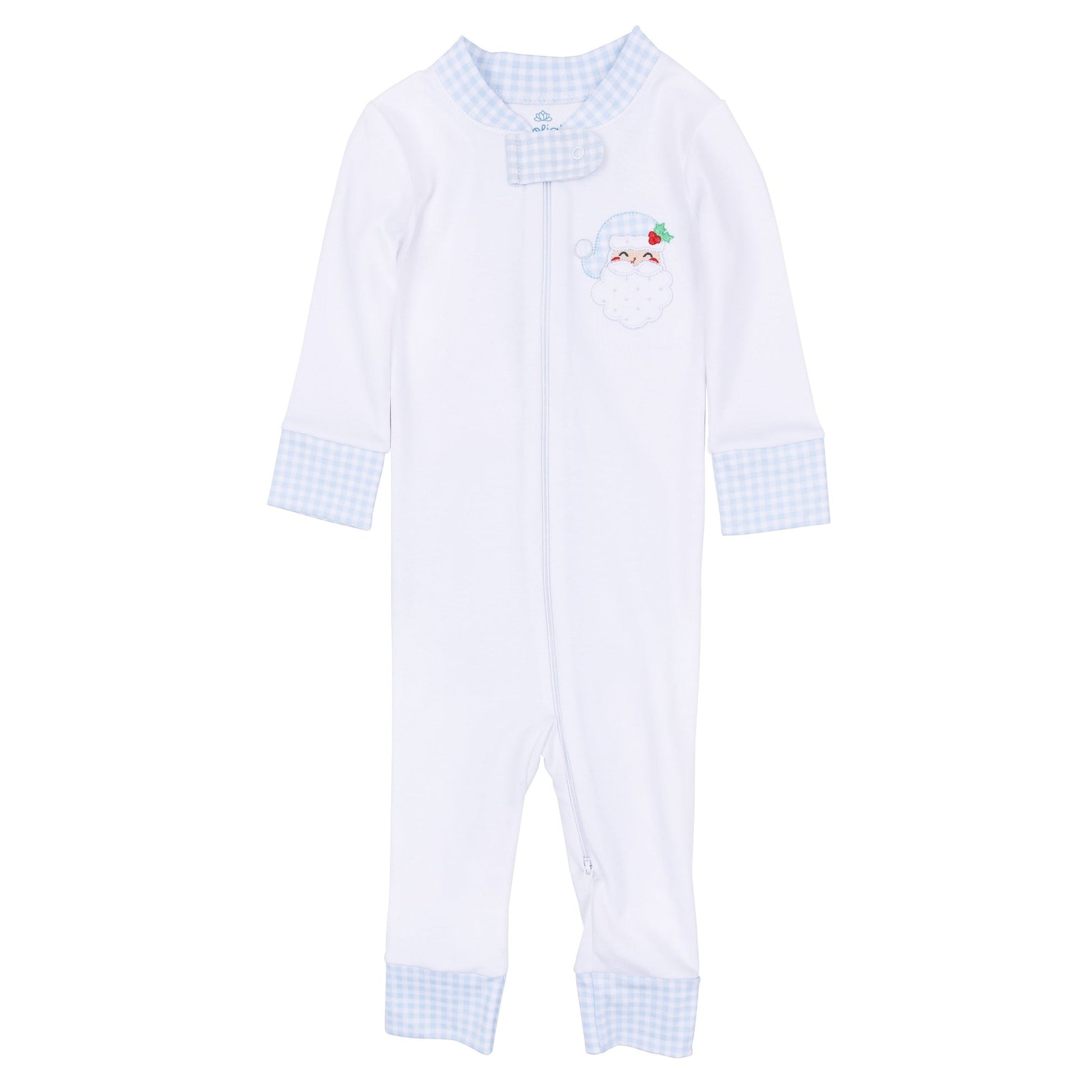 Magnolia Baby_Sweet St Nick Applique Zip Pajamas - Light Blue_2