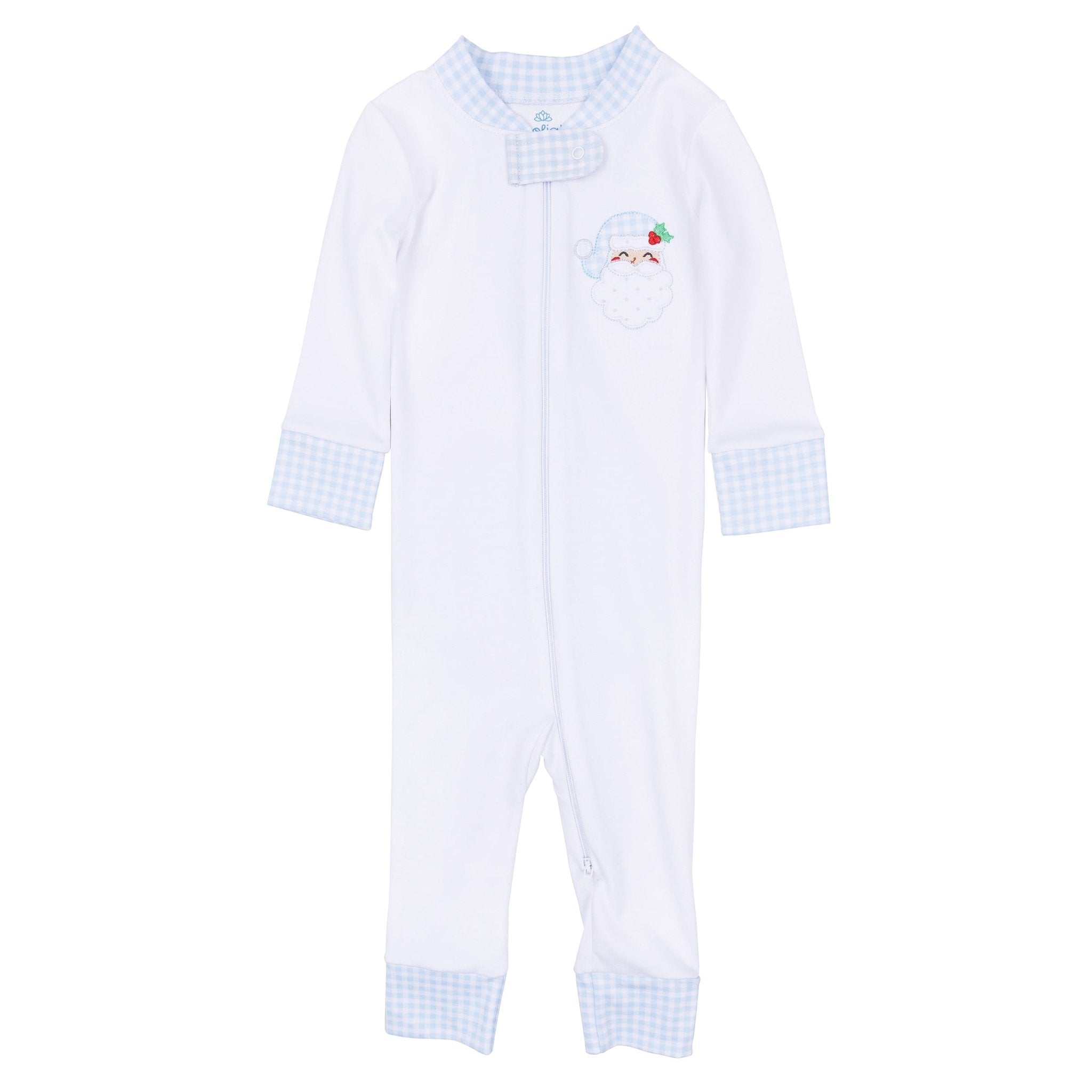 Magnolia Baby_Sweet St Nick Applique Zip Pajamas - Light Blue_2