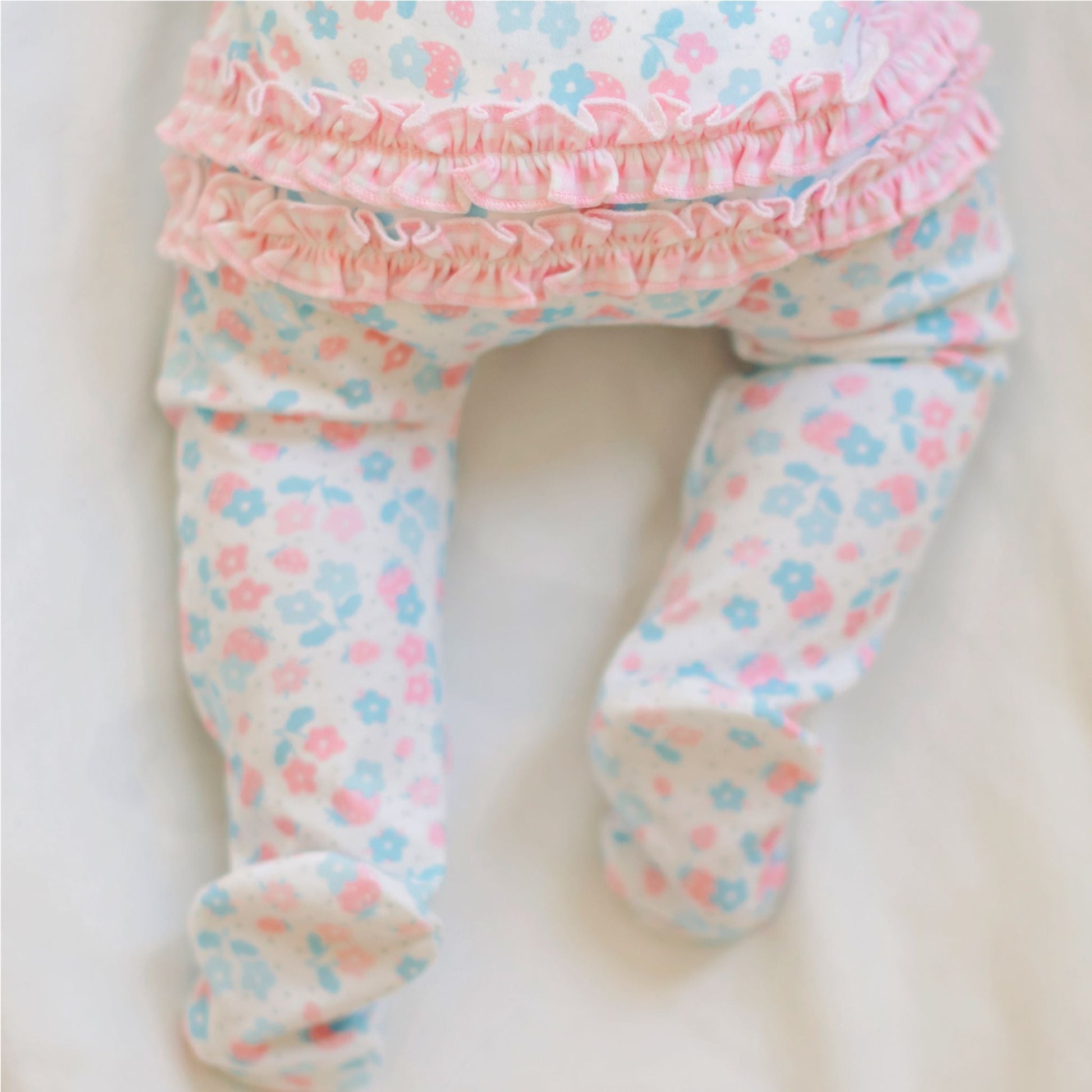 Sweet Strawberries Ruffle Zip Footie - Magnolia BabyFootie