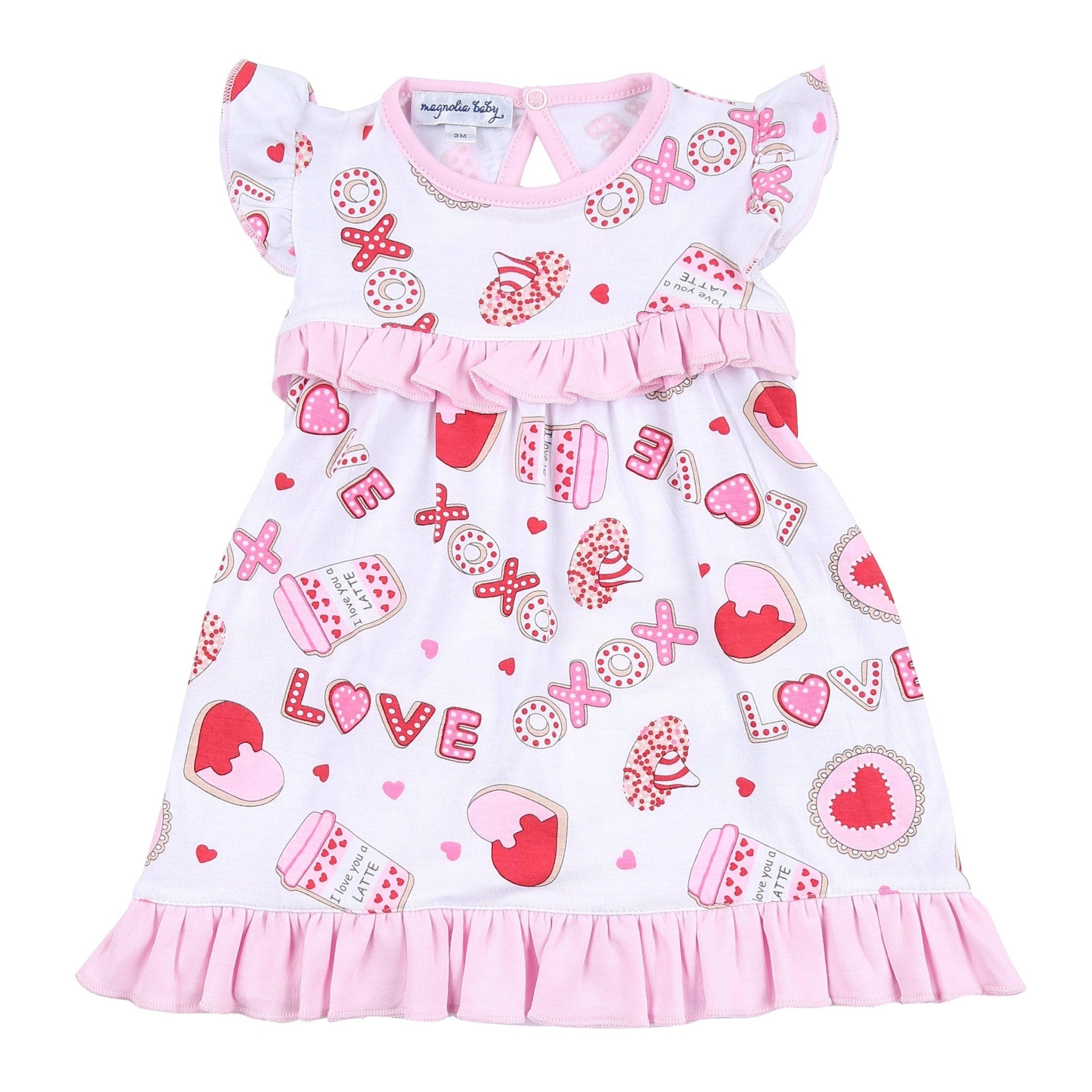 Sweet Valentine Printed Ruffle Flutters Toddler Dress - Magnolia BabyDress