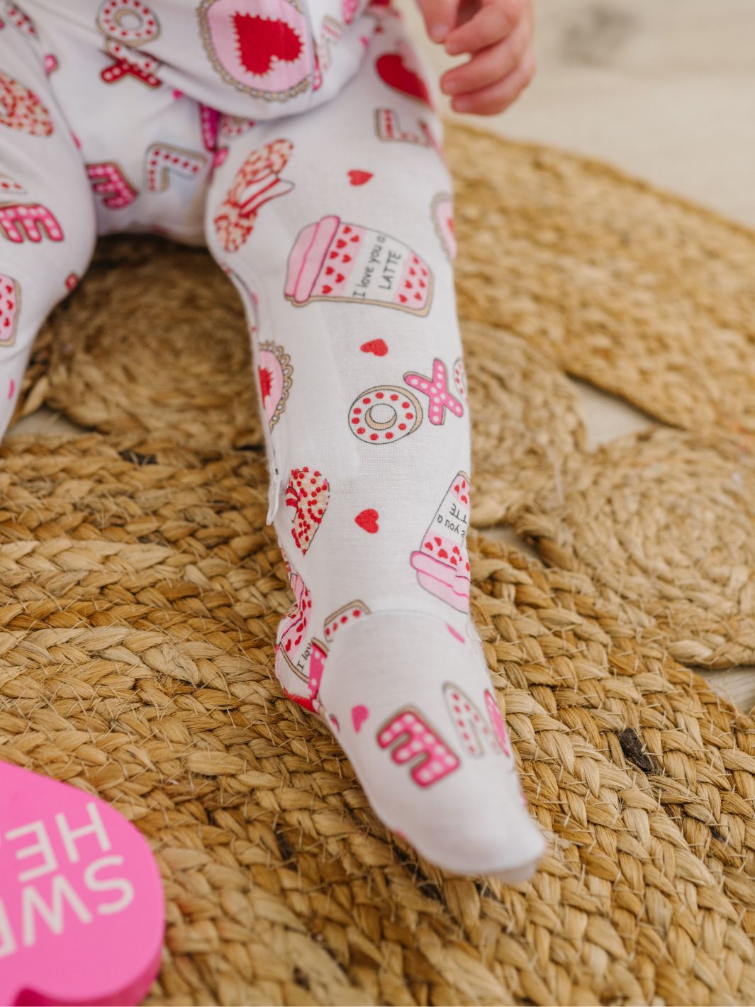 Sweet Valentine Zip Footie - Pink - Magnolia BabyFootie