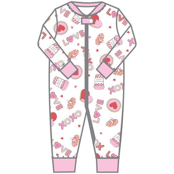 Sweet Valentine Zip Pajamas - Magnolia BabyZipper Pajamas