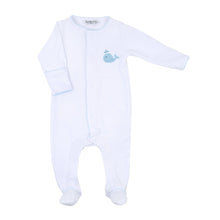  Sweet Whales Blue Embroidered Footie - Magnolia BabyFootie