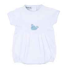  Sweet Whales Blue Embroidered Short Sleeve Boy Bubble - Magnolia BabyBubble
