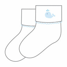  Sweet Whales Blue Embroidered Socks - Magnolia BabySocks