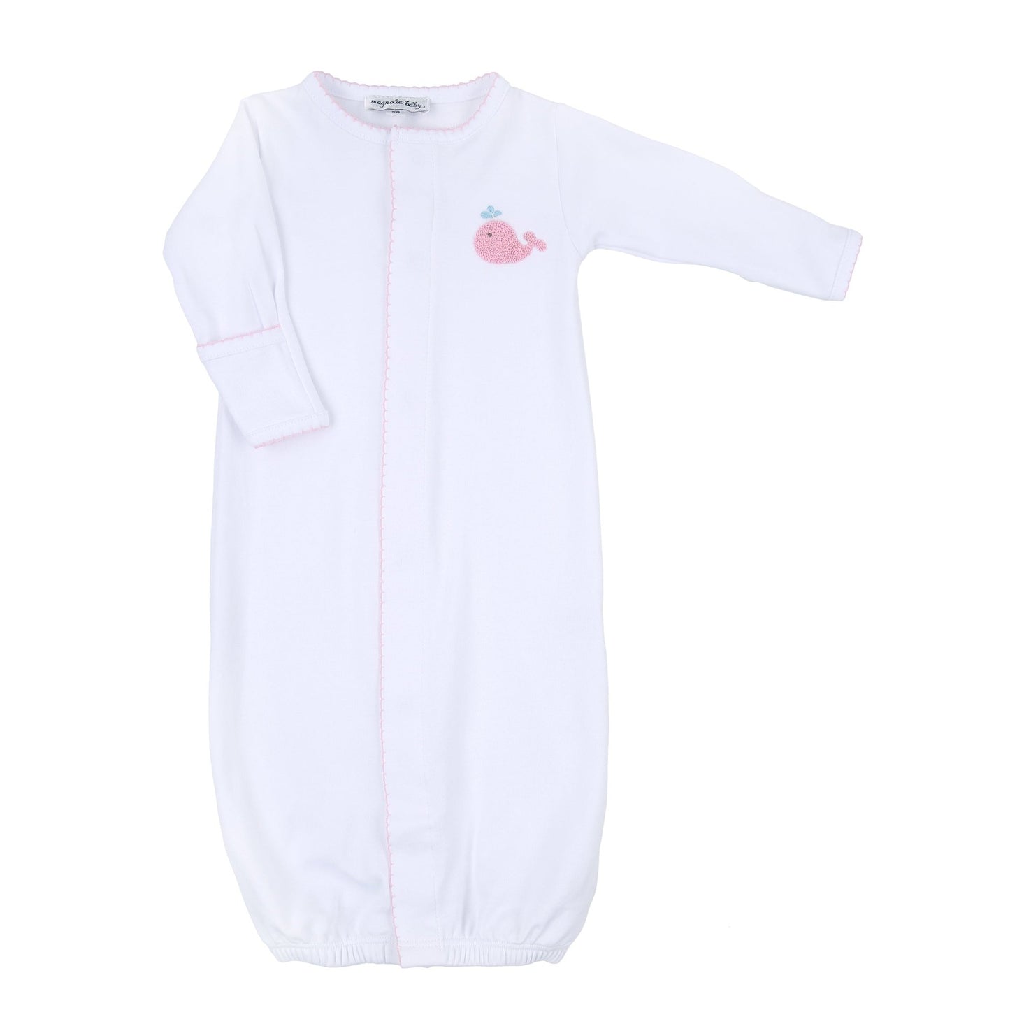 Sweet Whales Pink Embroidered Converter - Magnolia BabyConverter Gown