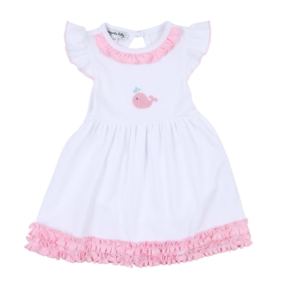 Sweet Whales Pink Embroidered Flutters Dress - Magnolia BabyDress