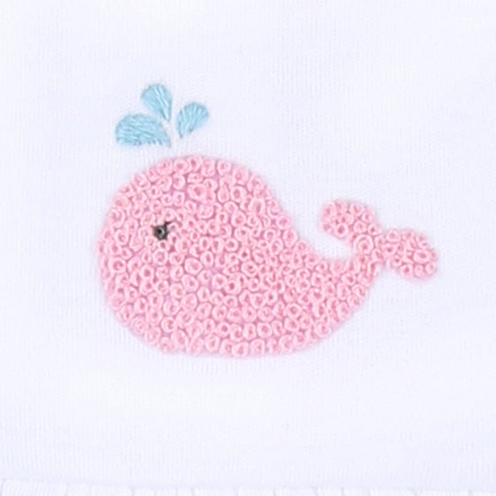 Sweet Whales Pink Embroidered Footie - Magnolia BabyFootie
