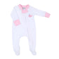 Sweet Whales Pink Embroidered Zip Footie - Magnolia BabyFootie