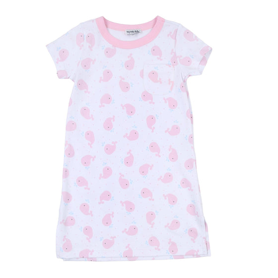 Sweet Whales Pink Girl's Short Sleeve Nightdress - Magnolia BabyNightdress