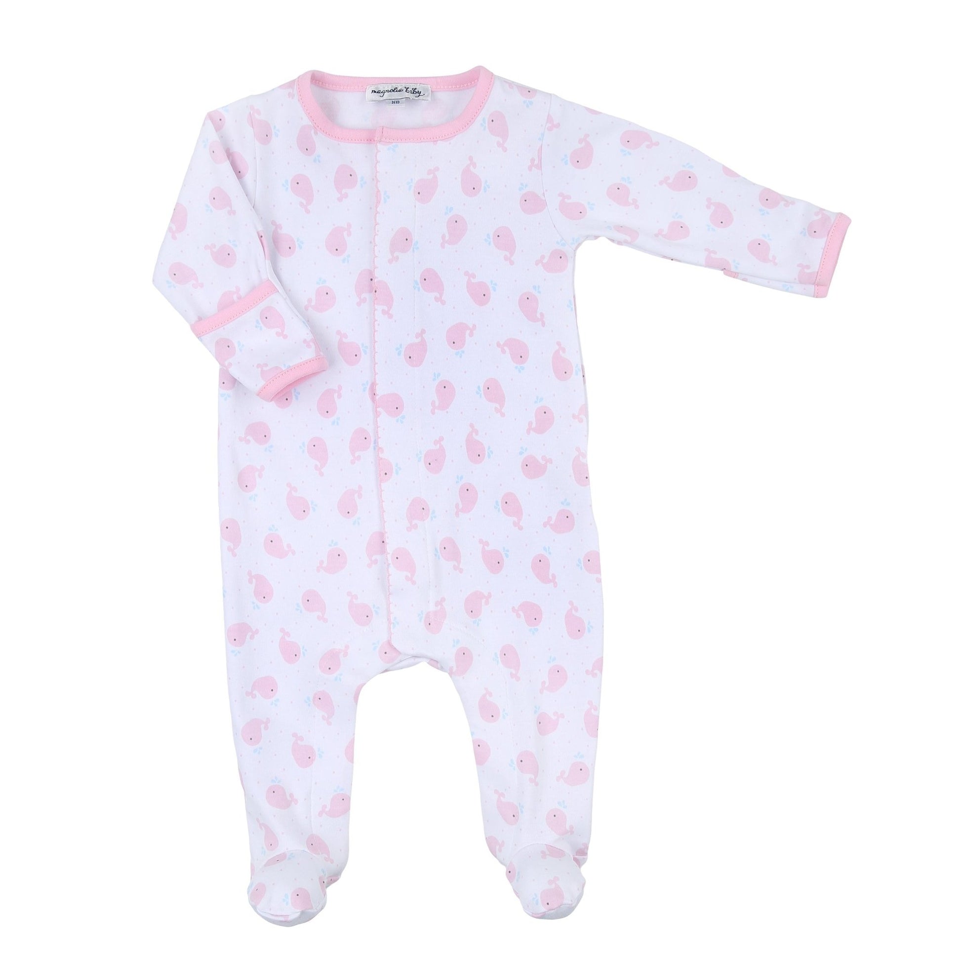 Sweet Whales Pink Print Footie - Magnolia BabyFootie