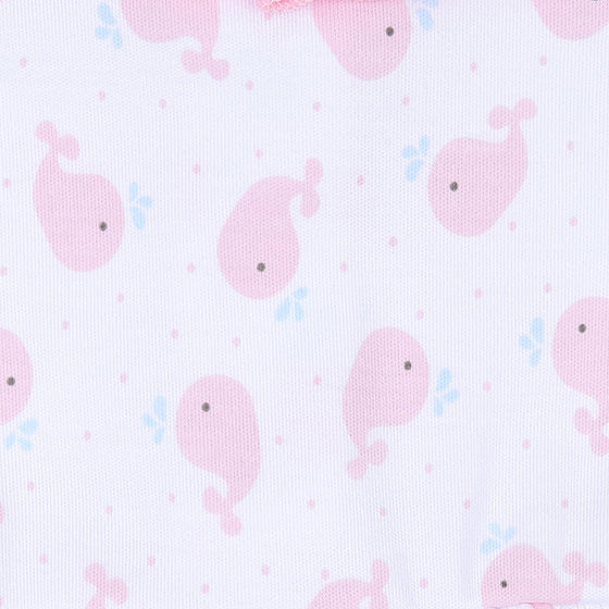 Sweet Whales Pink Print Zip Footie - Magnolia BabyFootie