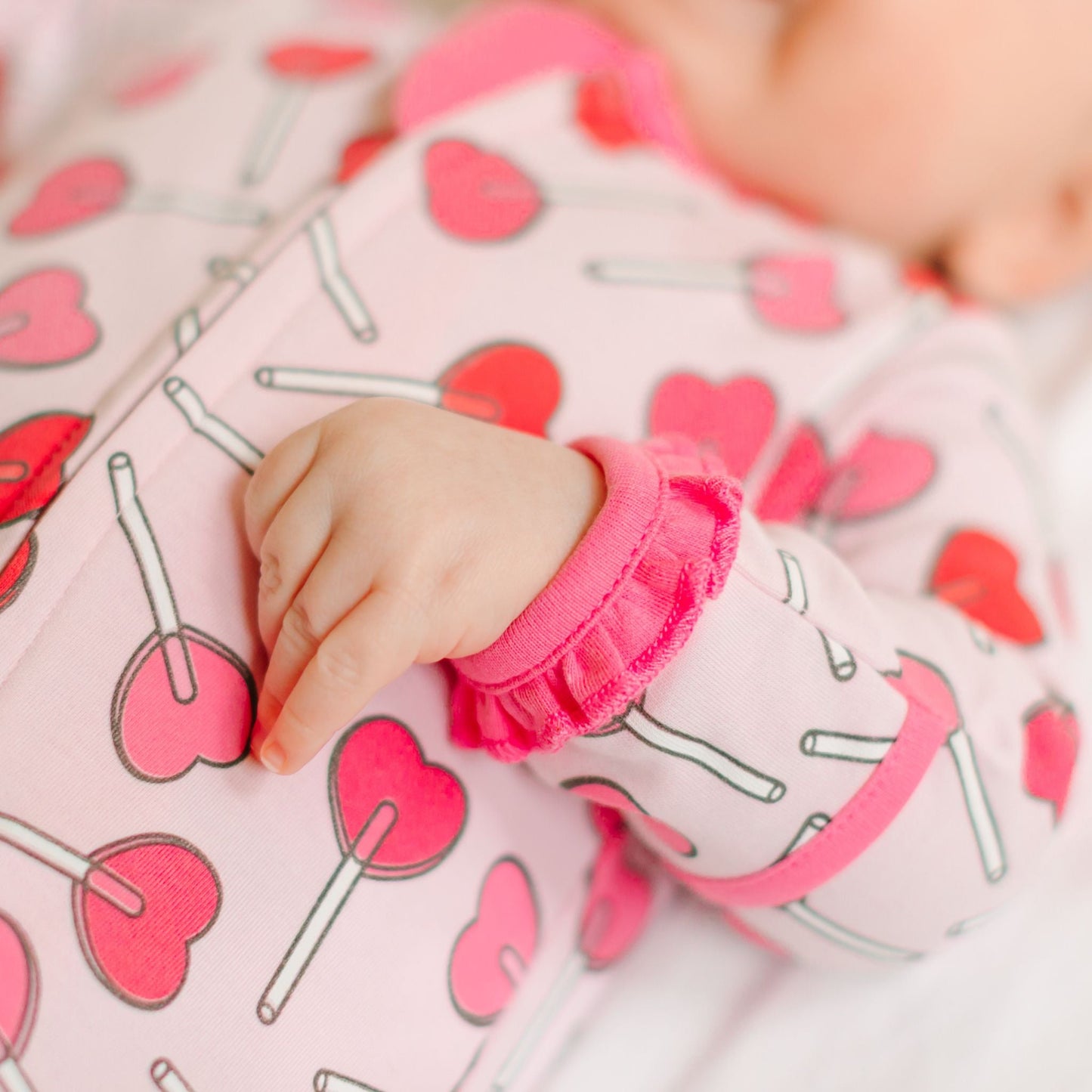 Sweetheart Pops Ruffle Zip Footie - Magnolia BabyFootie