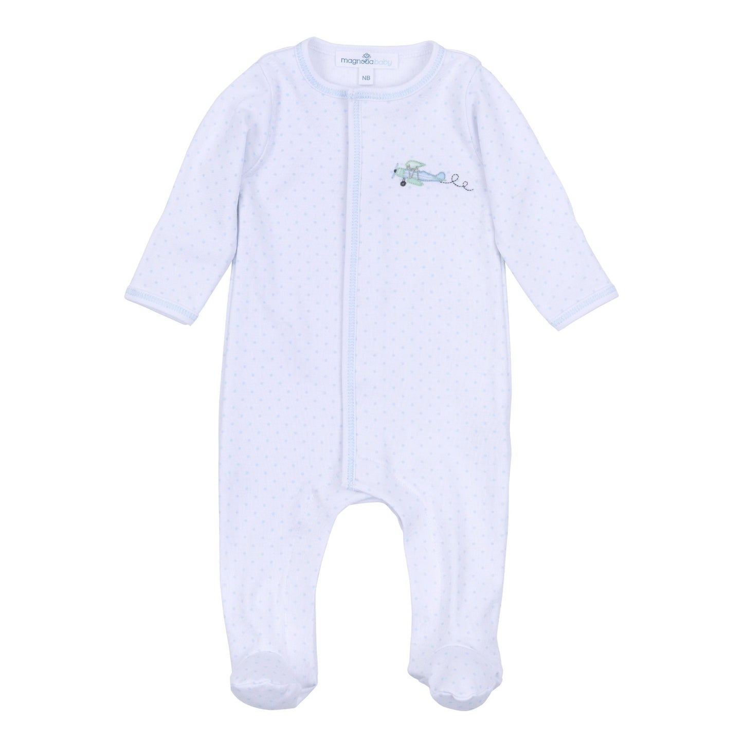 Take Flight Embroidered Footie - Magnolia BabyFootie