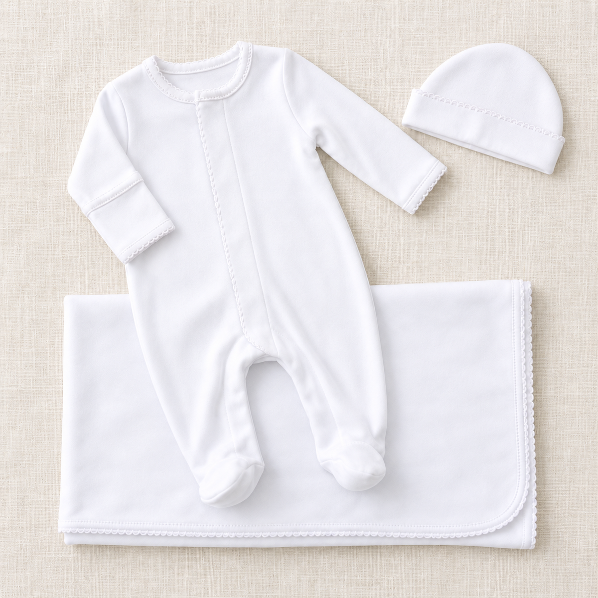 Preemie Take Me Home Set - White with White Trim