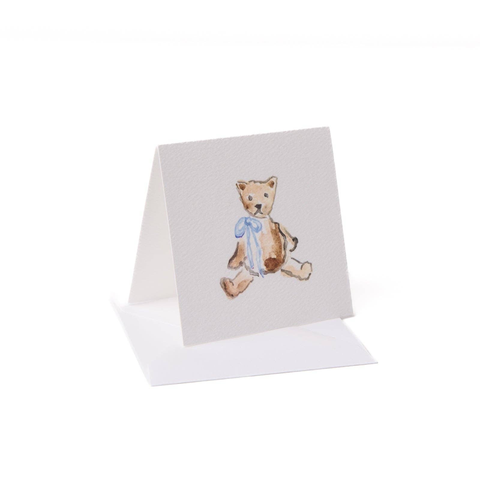 Teddy Bear with Blue Bow Gift Card - Magnolia BabyStationery