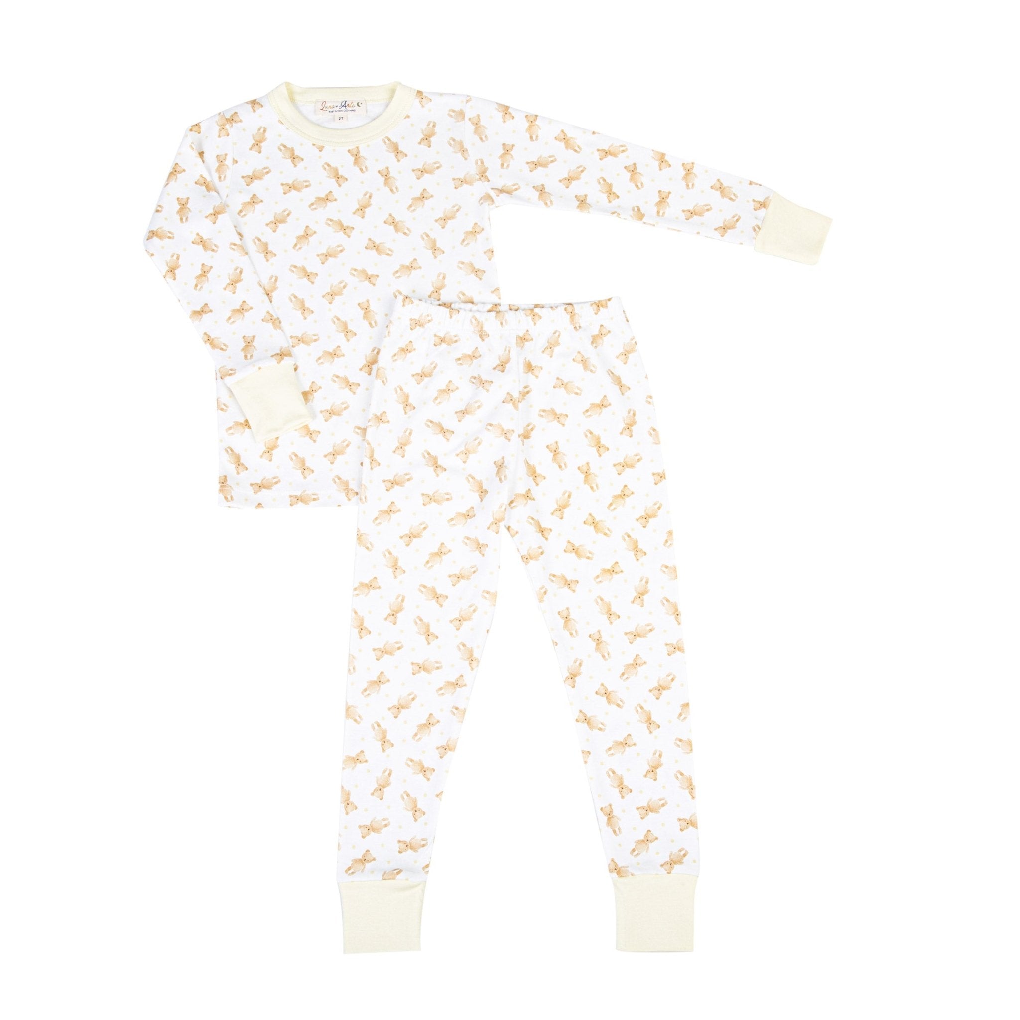 Teddy Long Pajamas - Ivory - Luna and ArloLong Pajamas