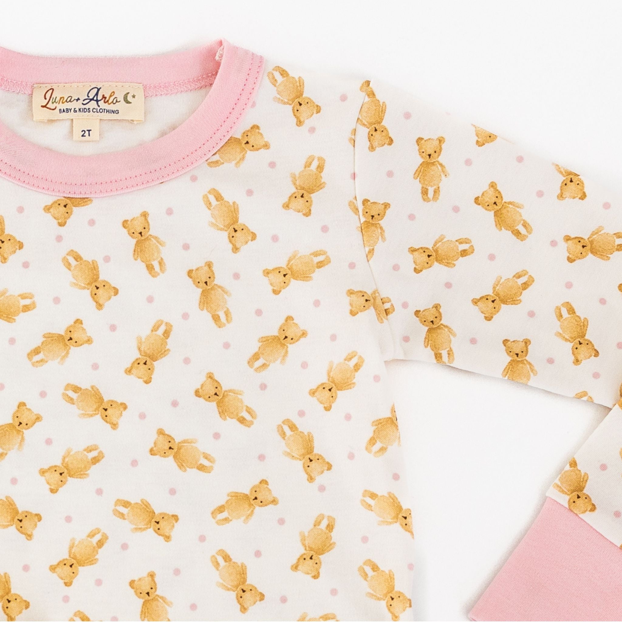 Teddy Long Pajamas - Pink by Luna and Arlo - Luna and ArloLong Pajamas