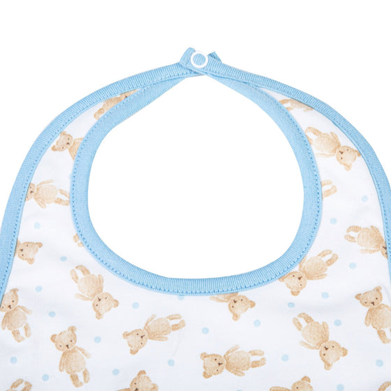 Teddy Print Bib - Blue - Magnolia BabyBib