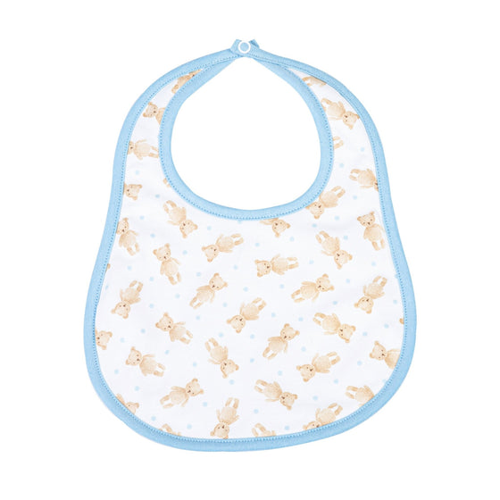 Teddy Print Bib - Blue - Magnolia BabyBib