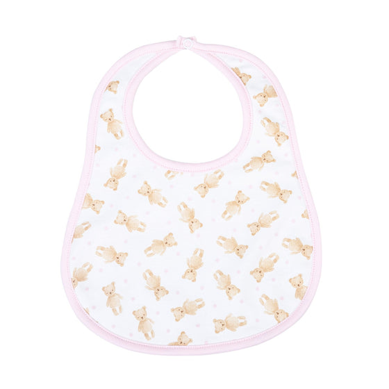 Teddy Print Bib - Pink - Magnolia BabyBib