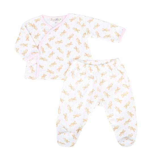 Teddy Print Girl X - Tee Footed Pant Set - Pink - Magnolia Baby2pc Pant Set