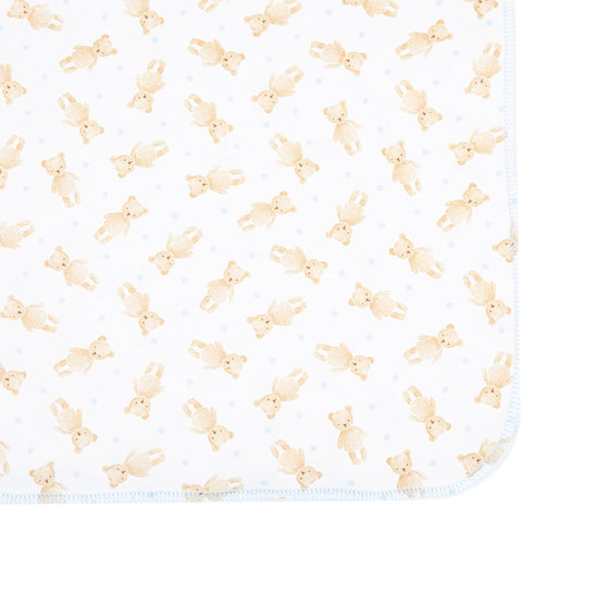 Teddy Print Swaddle Blanket - Blue - Magnolia BabySwaddle Blanket