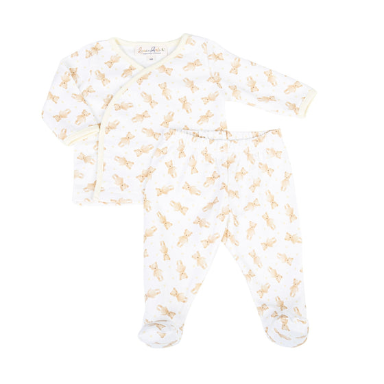 Teddy Print X - Tee Footed Pant Set - Ivory - Magnolia Baby2pc Pant Set