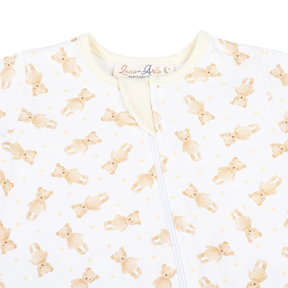 Teddy Print Zip Footie - Ivory - Magnolia BabyFootie