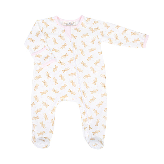 Teddy Print Zip Footie - Pink - Magnolia BabyFootie