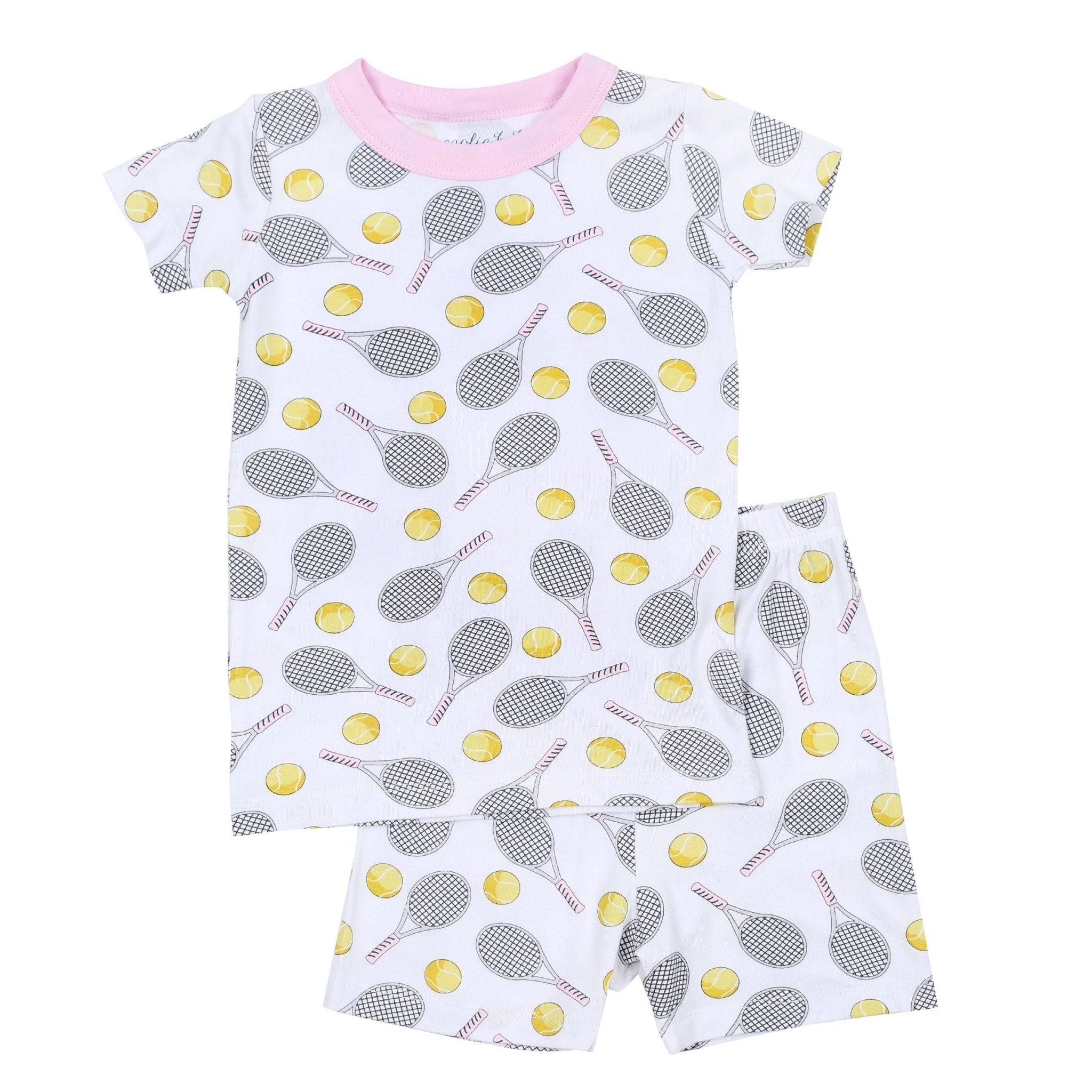 Tennis Anyone? Big Kid Short Pajamas in Pink - Magnolia BabyShort Pajamas