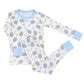 Tennis Anyone? Infant/Toddler Long Pajamas in Light Blue - Magnolia BabyLong Pajamas