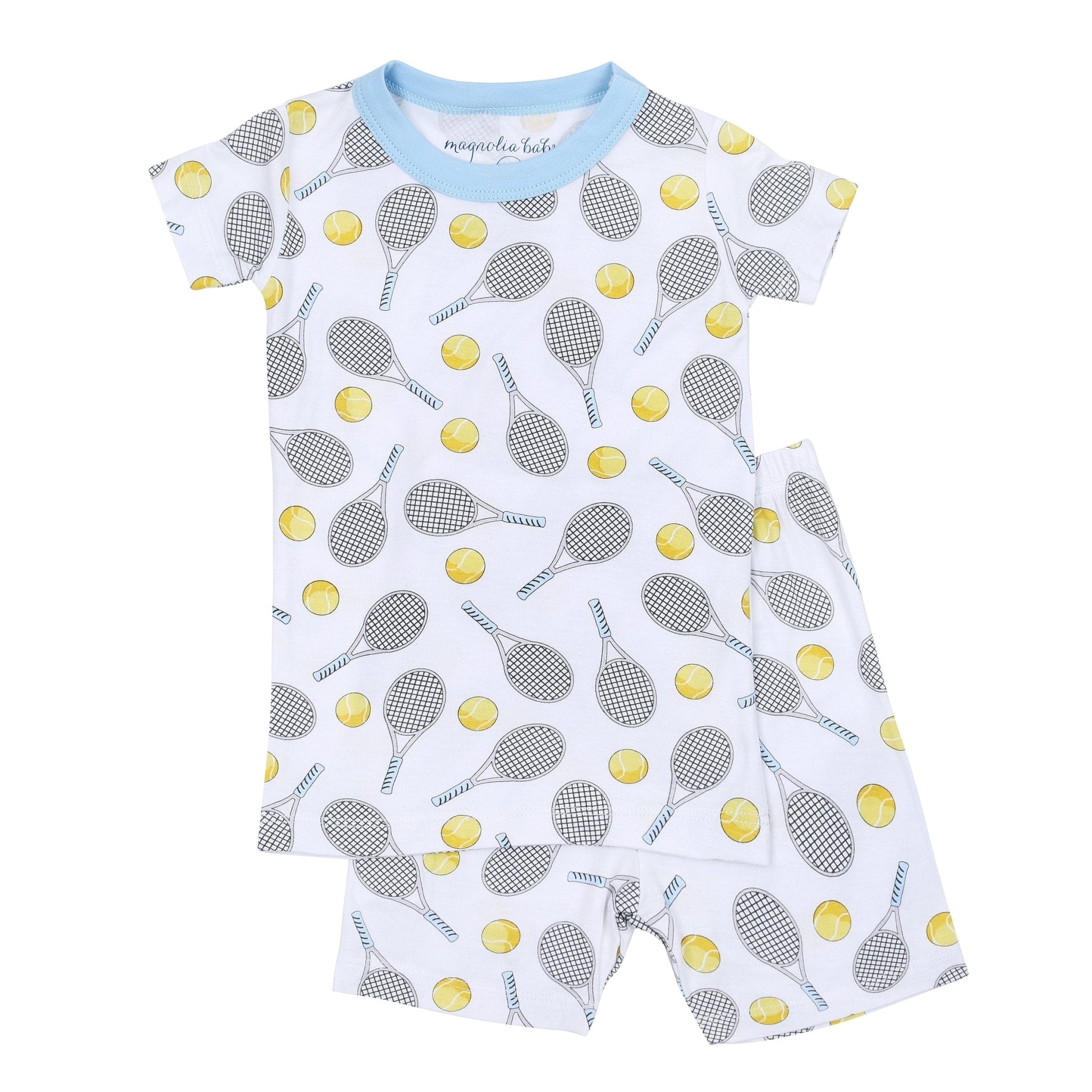 Tennis Anyone? Infant/Toddler Short Pajamas in Light Blue - Magnolia BabyShort Pajamas
