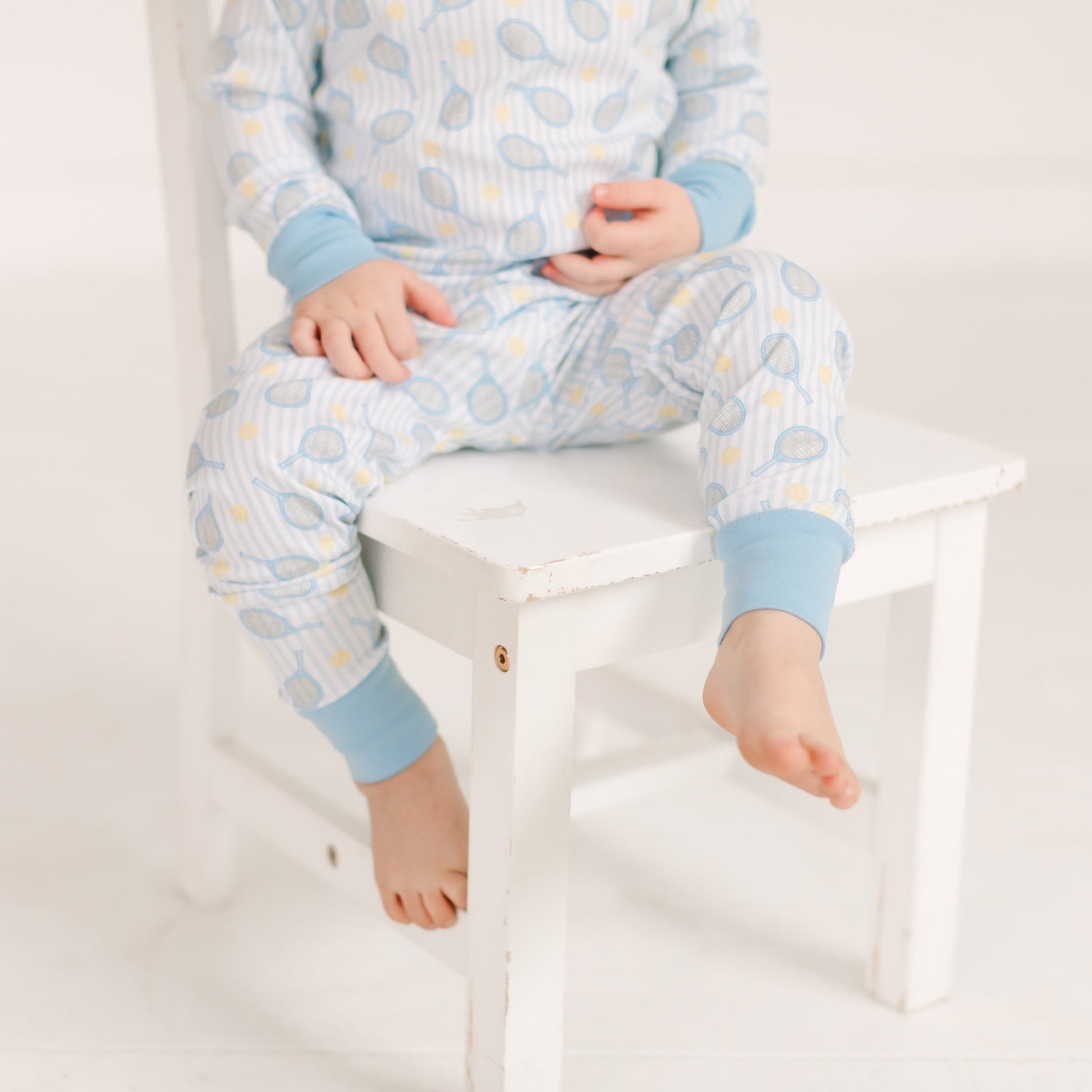 Tennis Star Long Pajamas - Light Blue - Magnolia BabyLong Pajamas