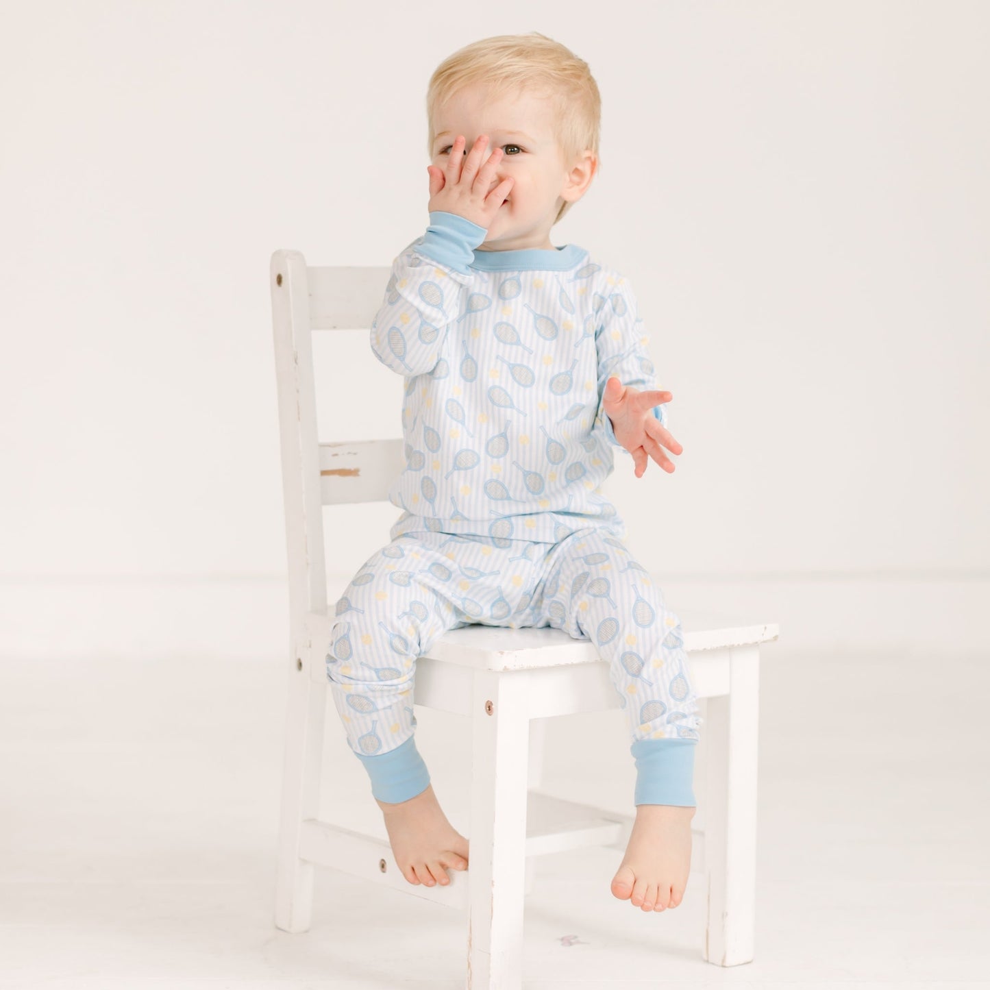 Tennis Star Long Pajamas - Light Blue - Magnolia BabyLong Pajamas