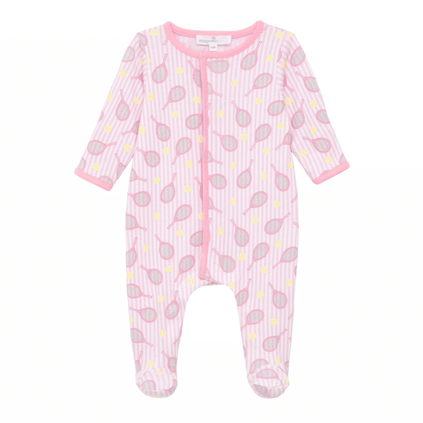 Tennis Star Ruffle Footie - Pink - Magnolia BabyFootie