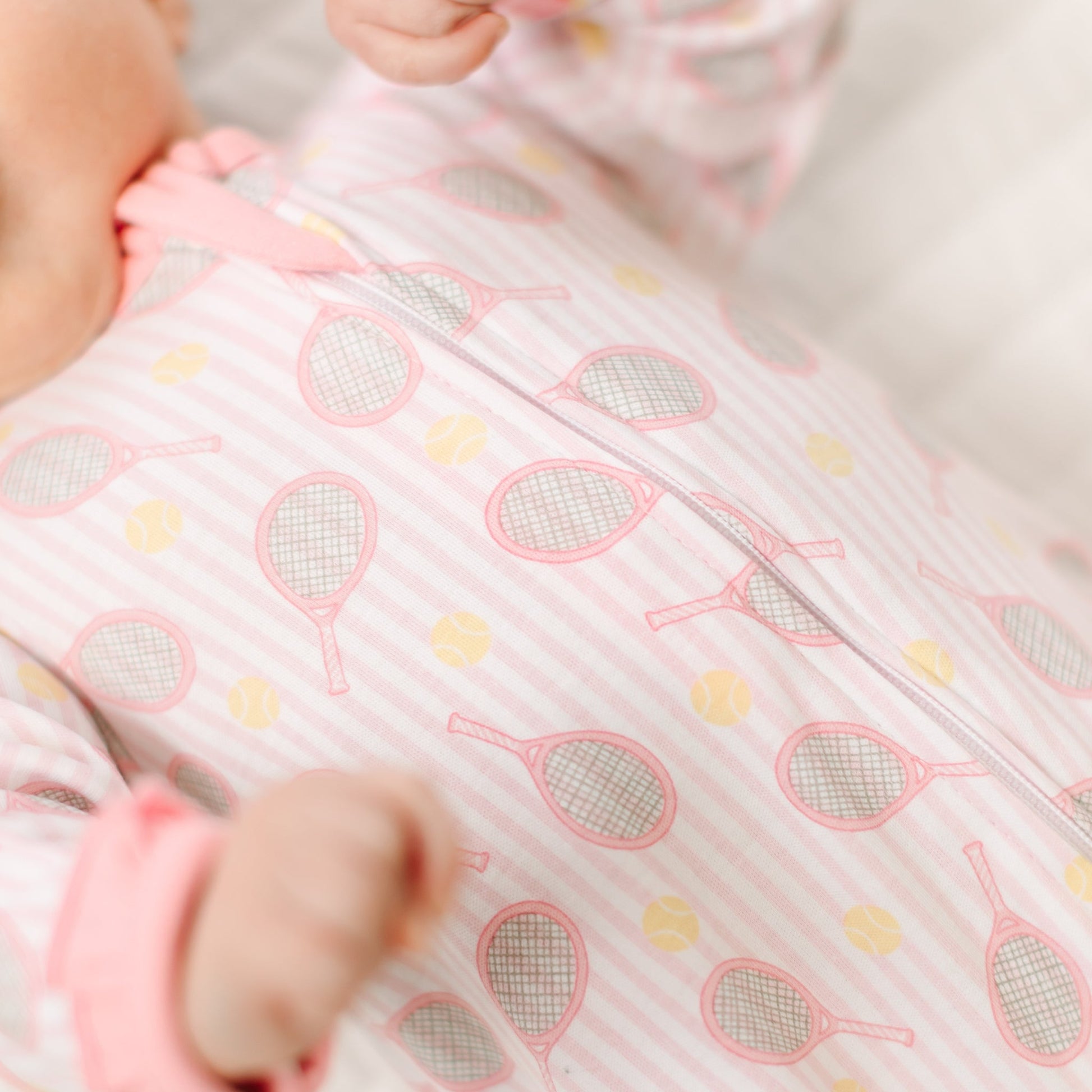 Tennis Star Ruffle Zip Footie - Pink - Magnolia BabyFootie