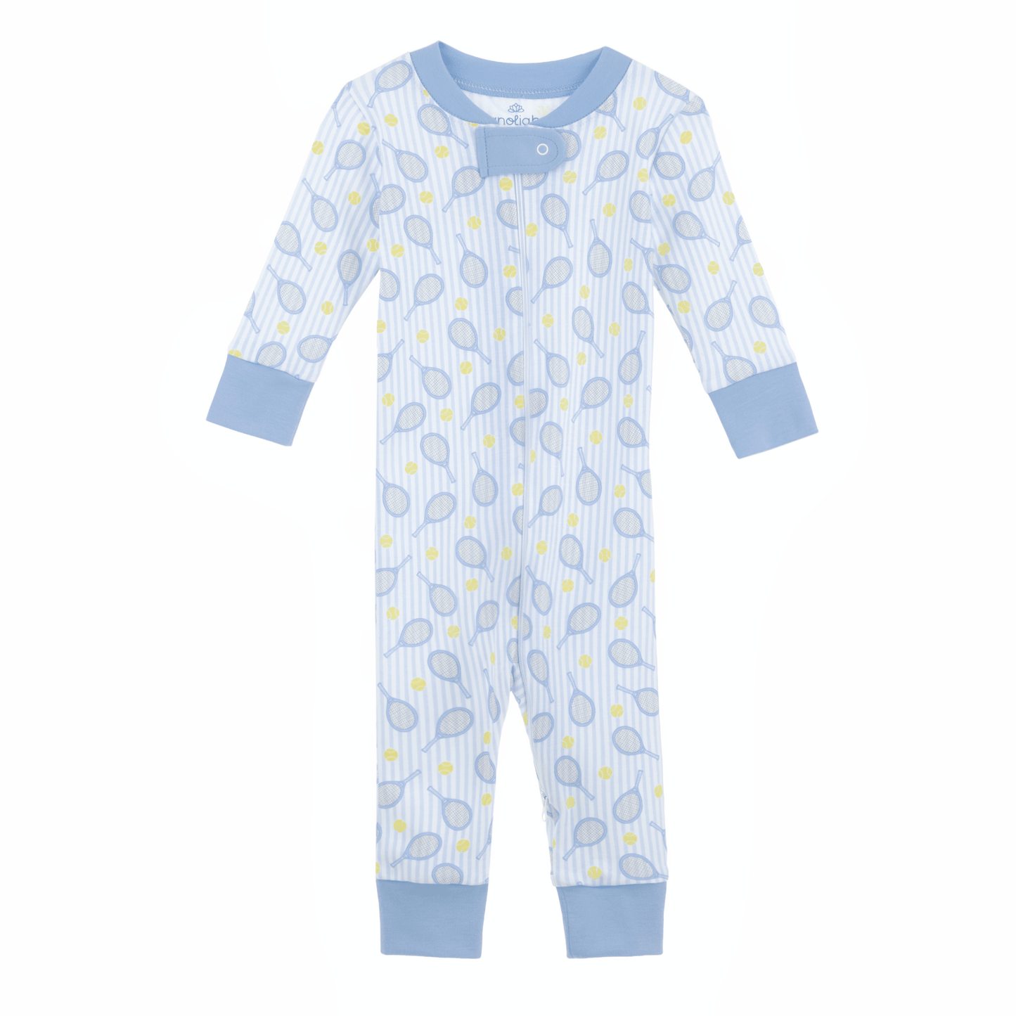 Tennis Star Zip Pajamas - Light Blue - Magnolia BabyZipper Pajamas