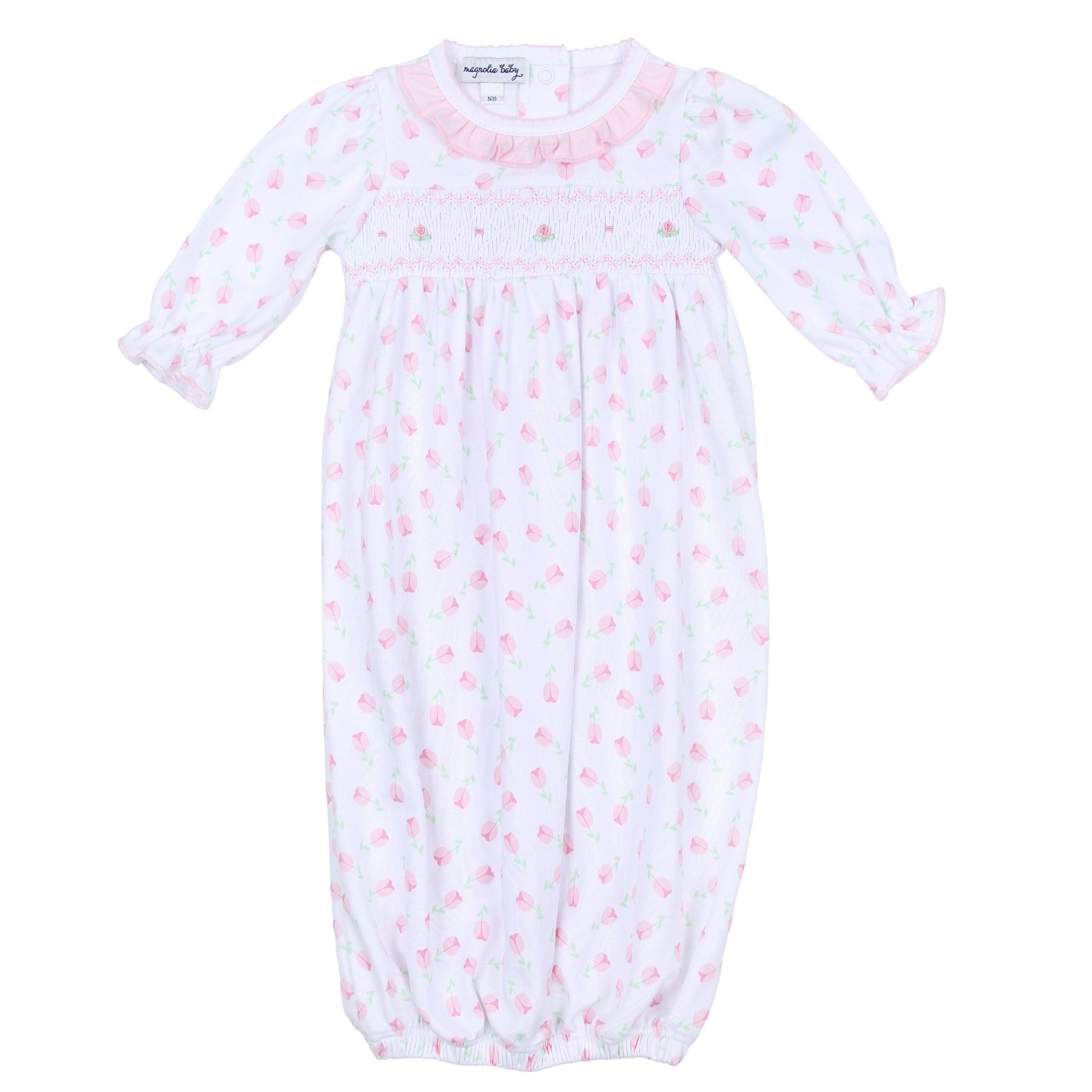 Tessa's Classics Smocked Print Gathered Gown - Magnolia BabyGown