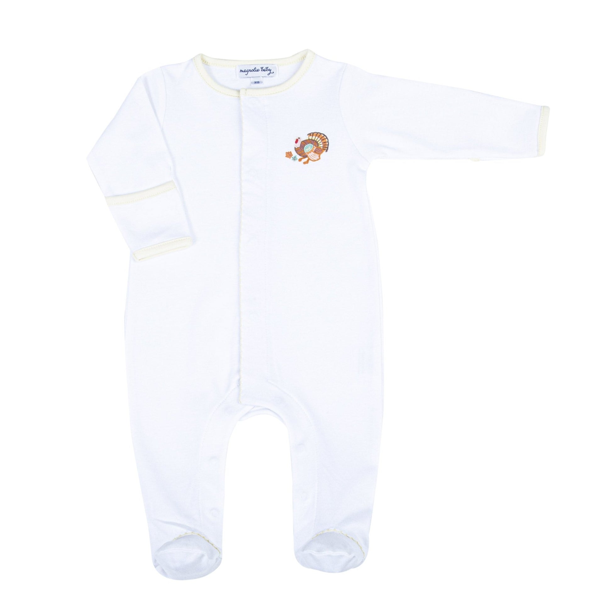 Thanksgiving Blessings Embroidered Footie - Magnolia BabyFootie
