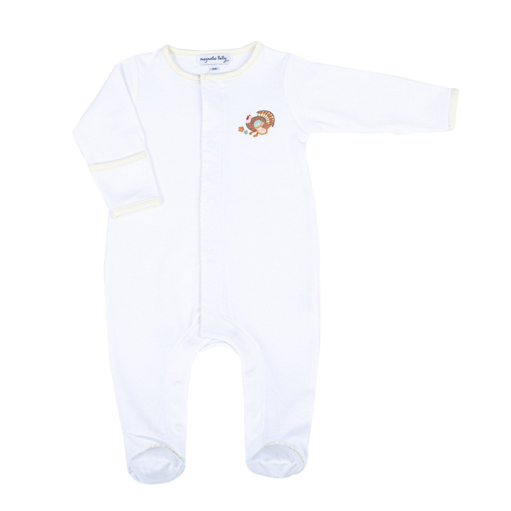 Thanksgiving Blessings Embroidered Footie - Magnolia BabyFootie