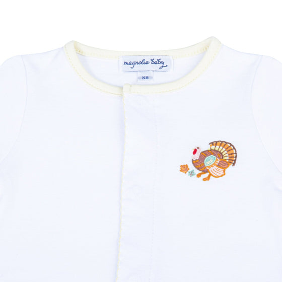 Thanksgiving Blessings Embroidered Footie - Magnolia BabyFootie