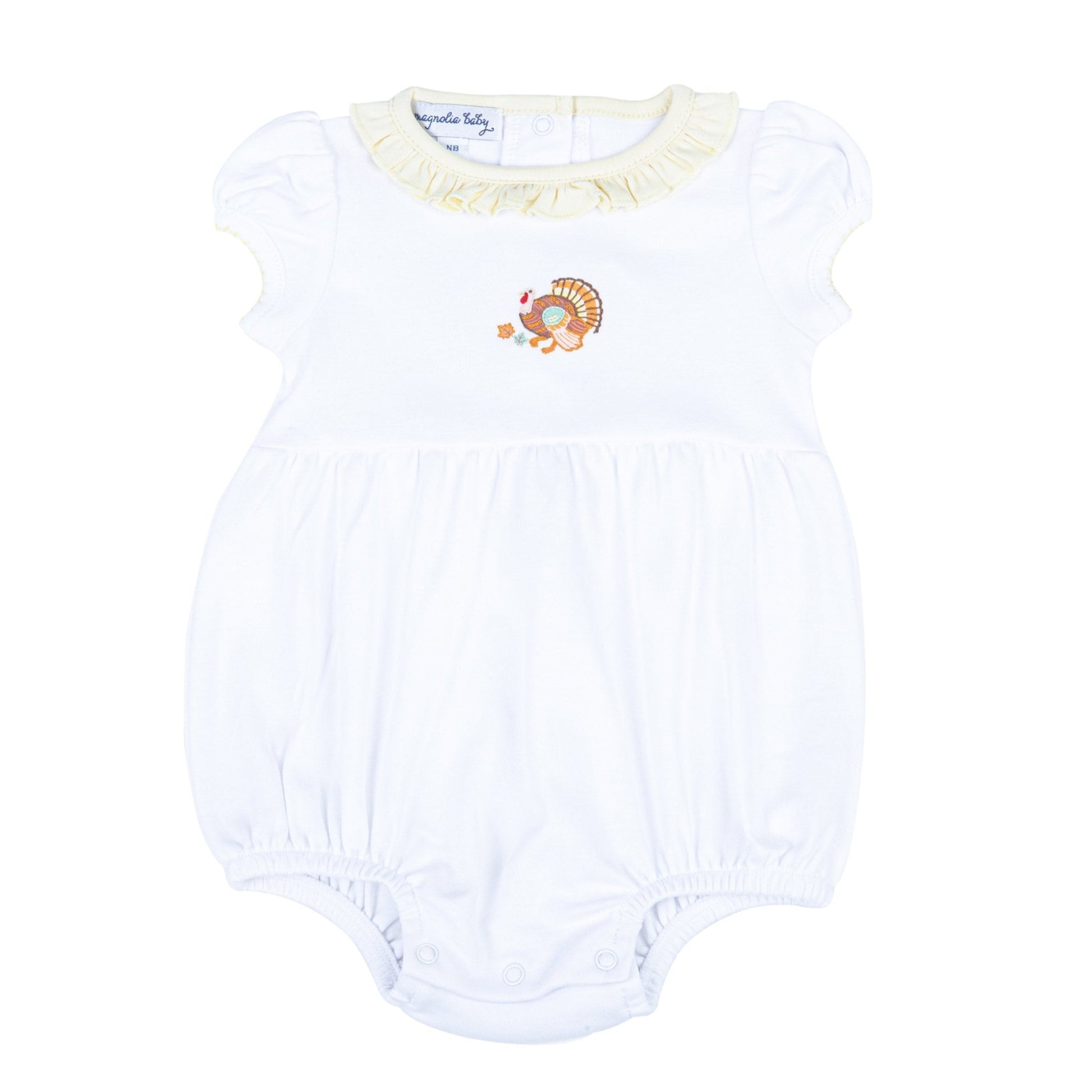 Thanksgiving Blessings Embroidered Ruffle Bubble - Magnolia BabyBubble