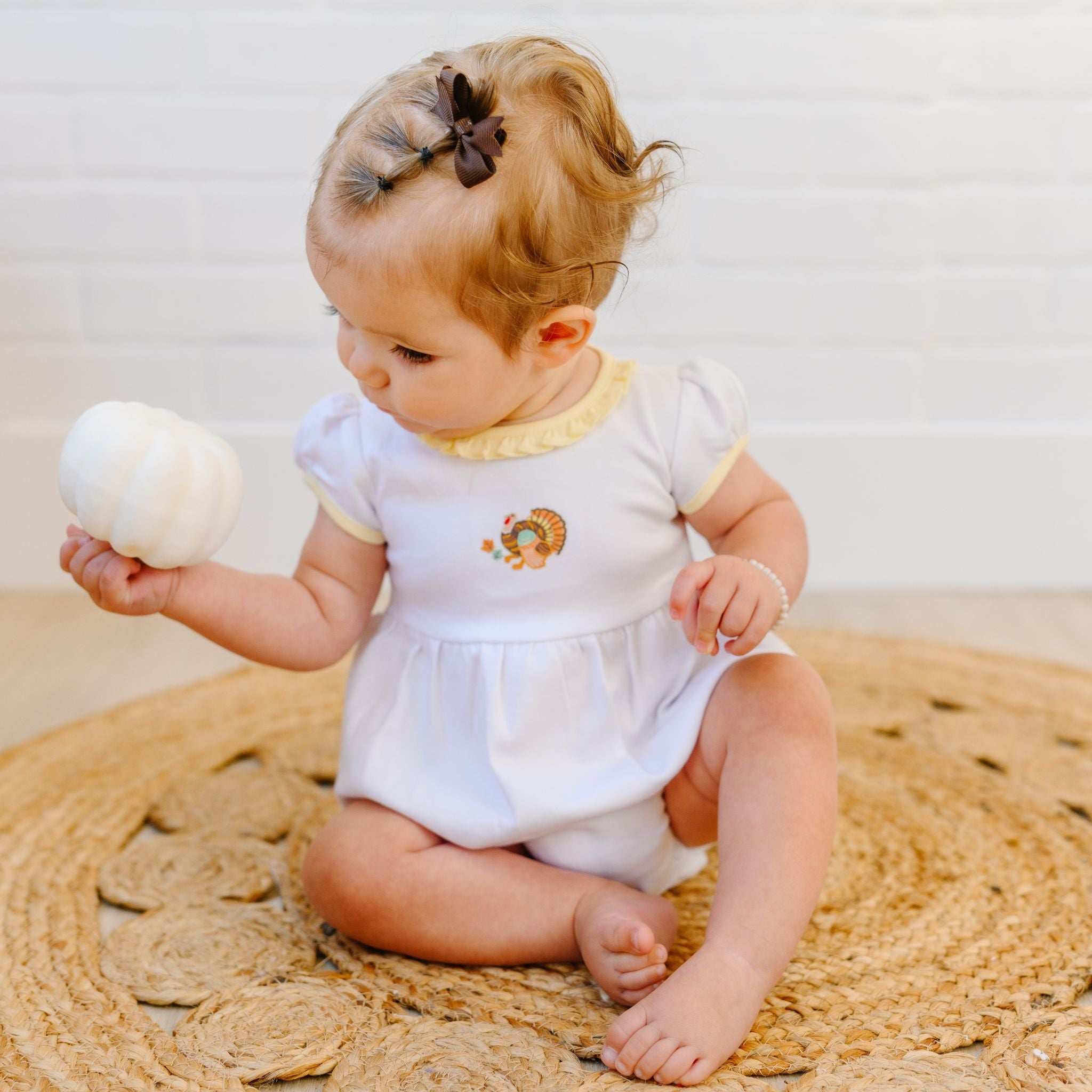 Thanksgiving Blessings Embroidered Ruffle Bubble - Magnolia BabyBubble