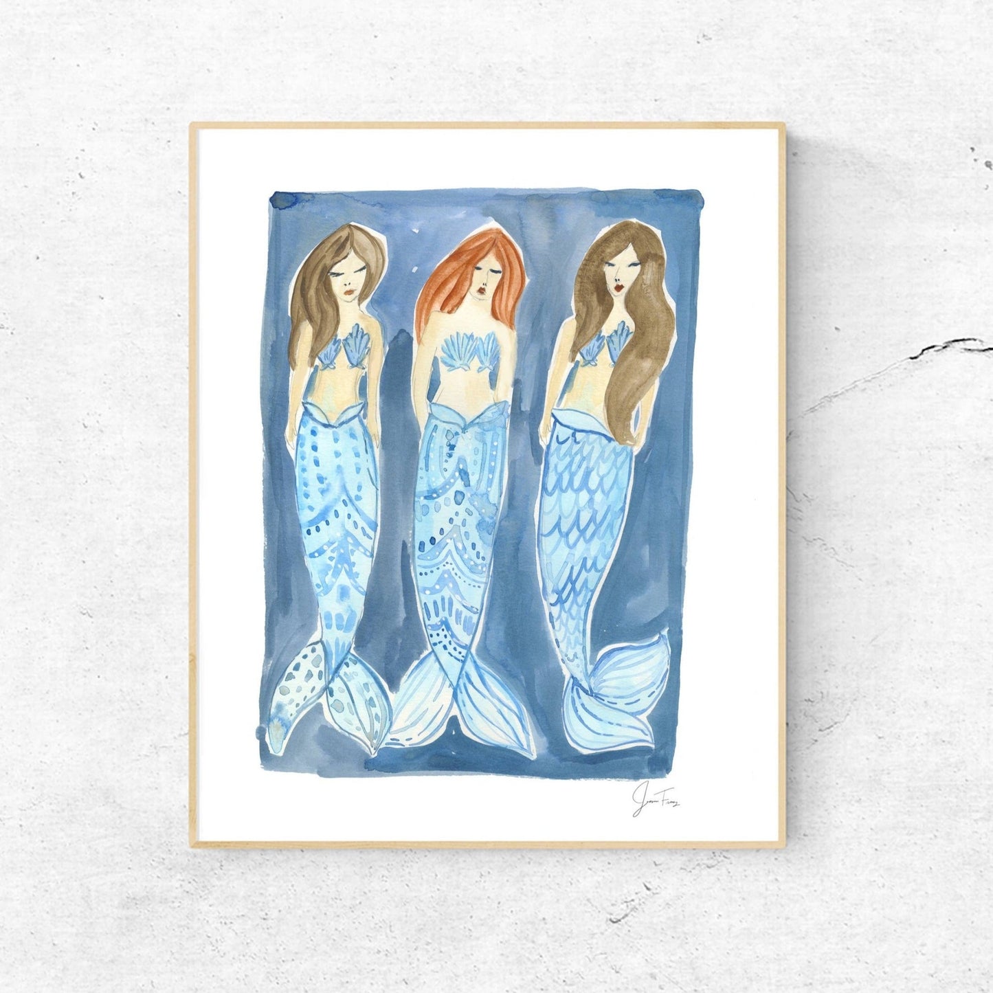 Three Mermaids Watercolor Print - Magnolia BabyWall Art