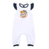 Tiger Football Applique Navy-Orange Flutters Playsuit - Magnolia BabyPlaysuit