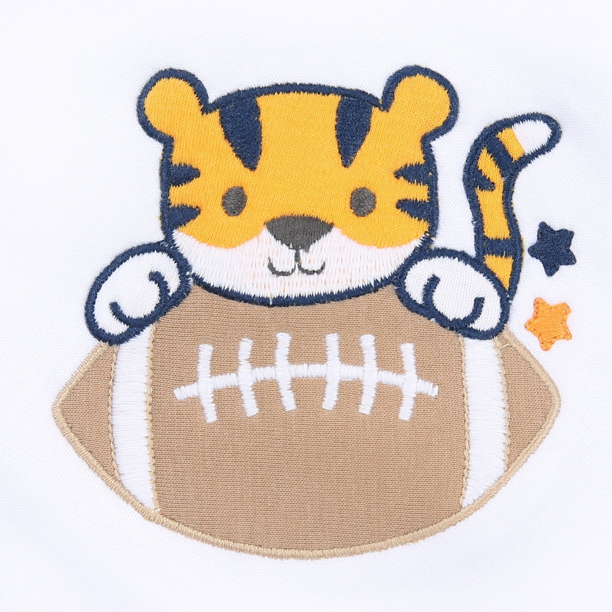 Tiger Football Applique Navy-Orange Long Pajamas - Magnolia BabyLong Pajamas