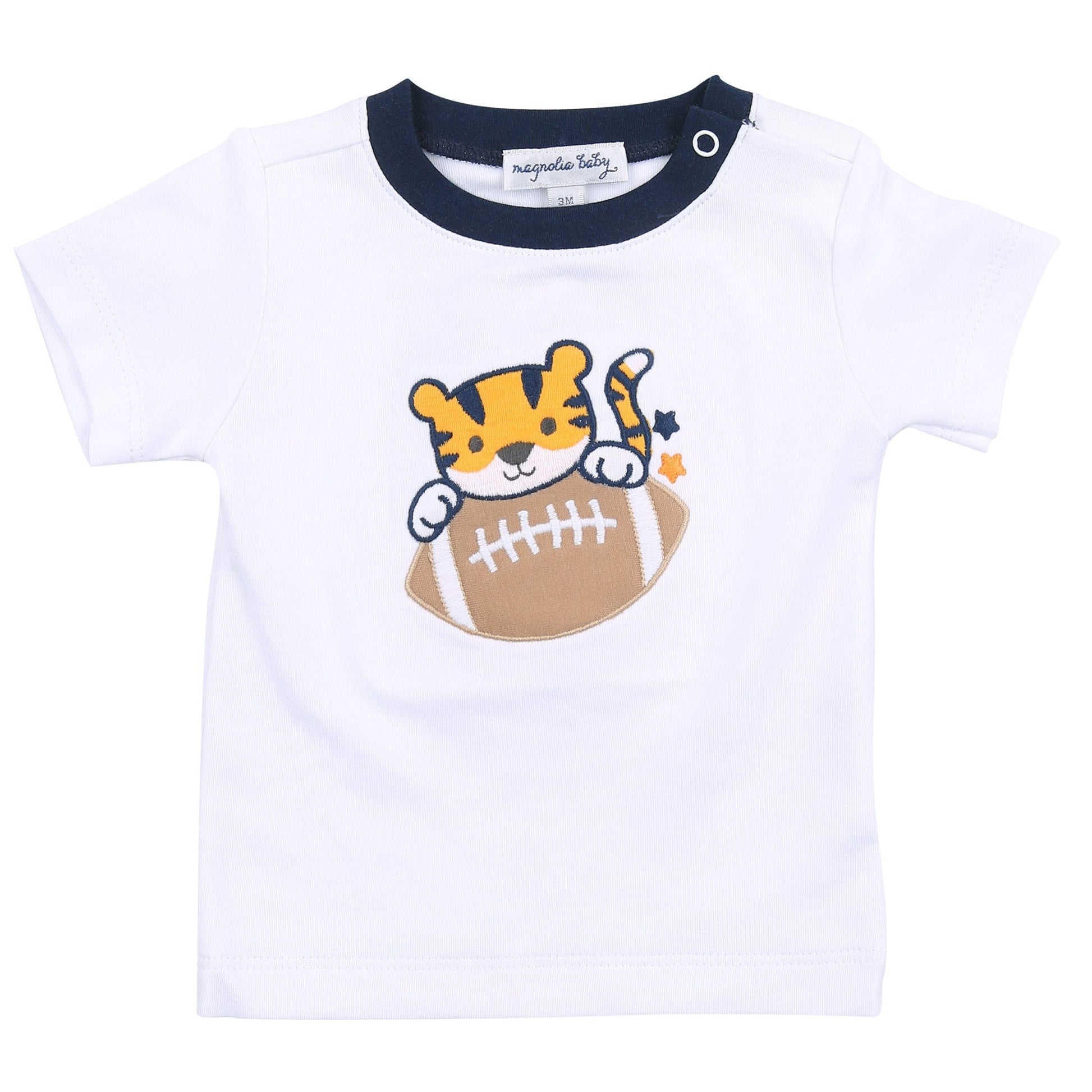 Tiger Football Applique Navy-Orange Short Sleeve T-Shirt - Magnolia BabyT-Shirt