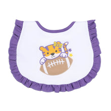  Tiger Football Applique Purple-Gold Ruffle Bib - Magnolia BabyBib