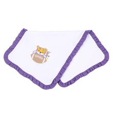  Tiger Football Applique Purple-Gold Ruffle Burp Cloth - Magnolia BabyBurp Cloth
